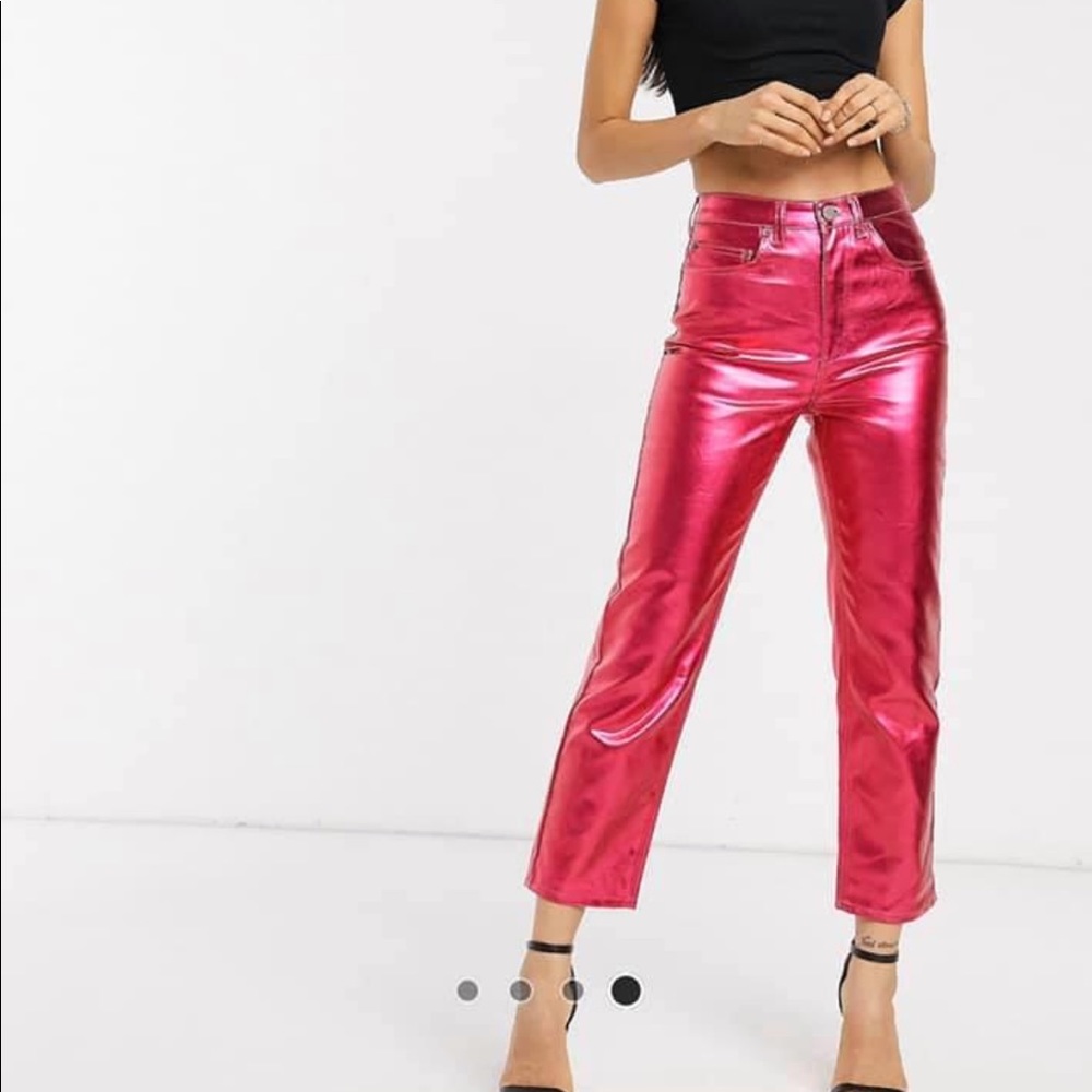 ASOS Pink metallic jeans